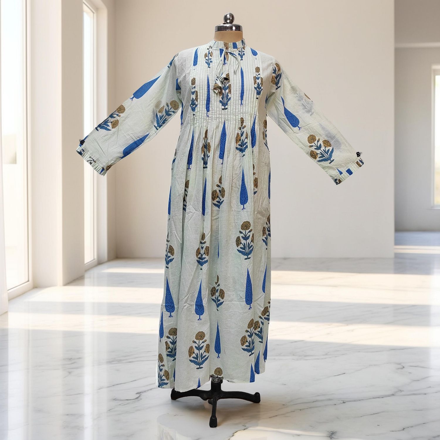 XS-S Adeem Printed Cotton Dress 54" Long Jalabiya