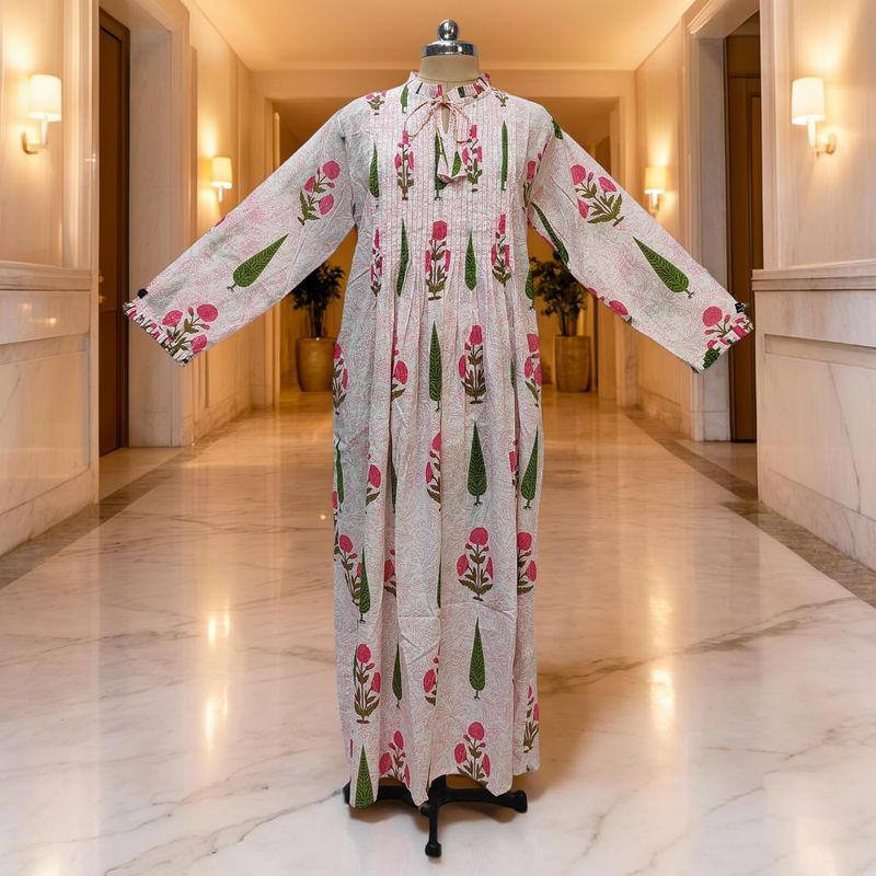 L/XL Adeem Printed Cotton Dress 57" Long Jalabiya