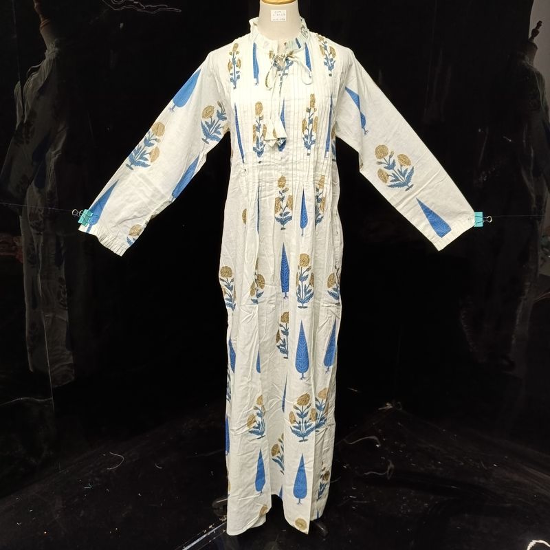 S/M Adeem Printed Cotton Dress 57" Long Jalabiya