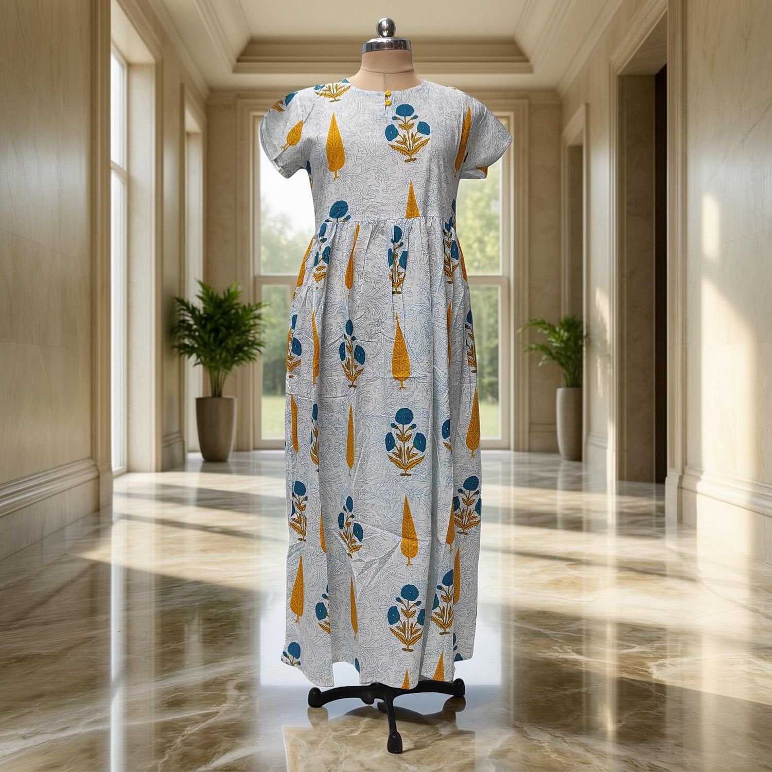 L-XL Hira Cotton Jacket &amp; Jalabiya Set length 57” Long