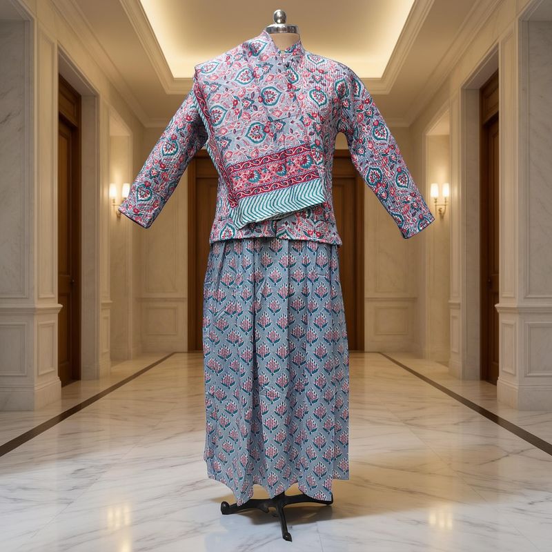 XS-S Hira Cotton Jacket &amp; Jalabiya Set With Sheila length 54” Long