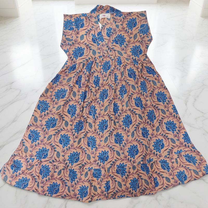 4-5 Year Amani Printed Cotton Girls Dress 34" Short Sleeves Jalabiya