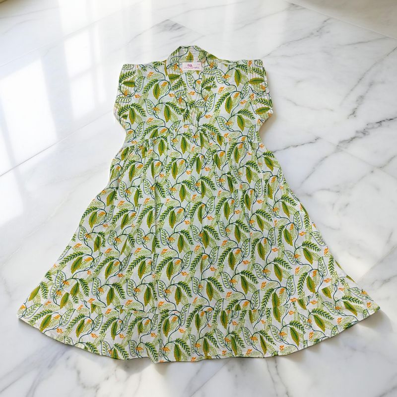 2-3 Year Amani Printed Cotton Girls Dress 30'' Short Sleeves Jalabiya