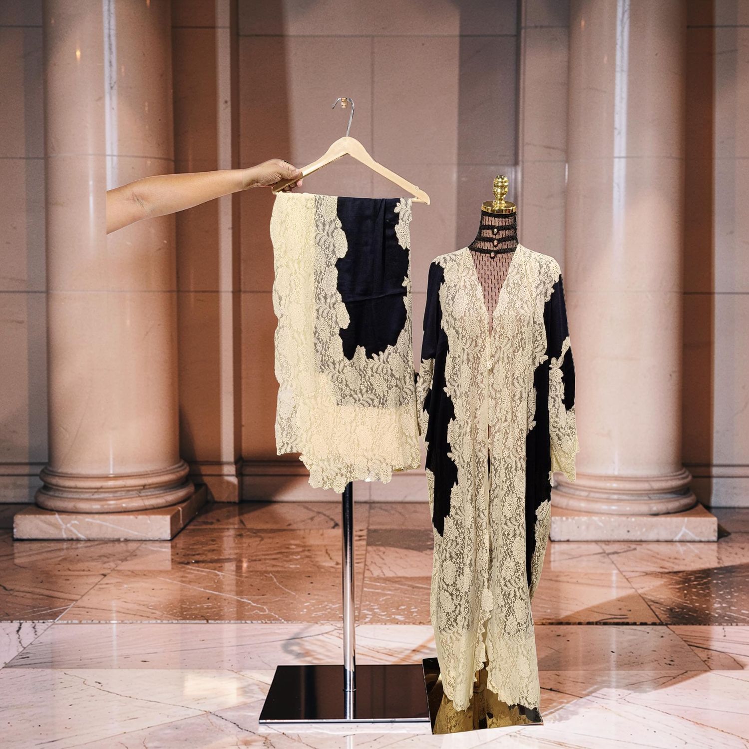 Navy Blue Kashmir Bisht With Sheila 56" Inches