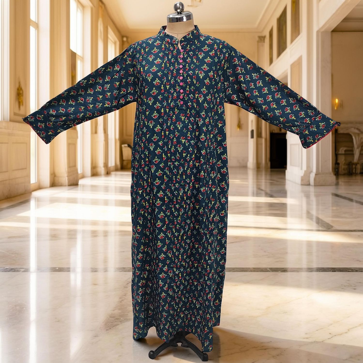 XS-S Delbar Printed Cotton Dress 54'' Long Jalabiya