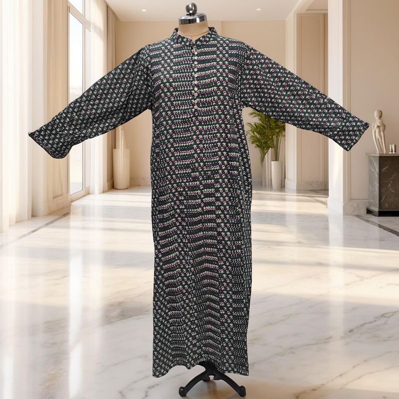2XL-3XL Delbar Printed Cotton Dress 57'' Long Jalabiya