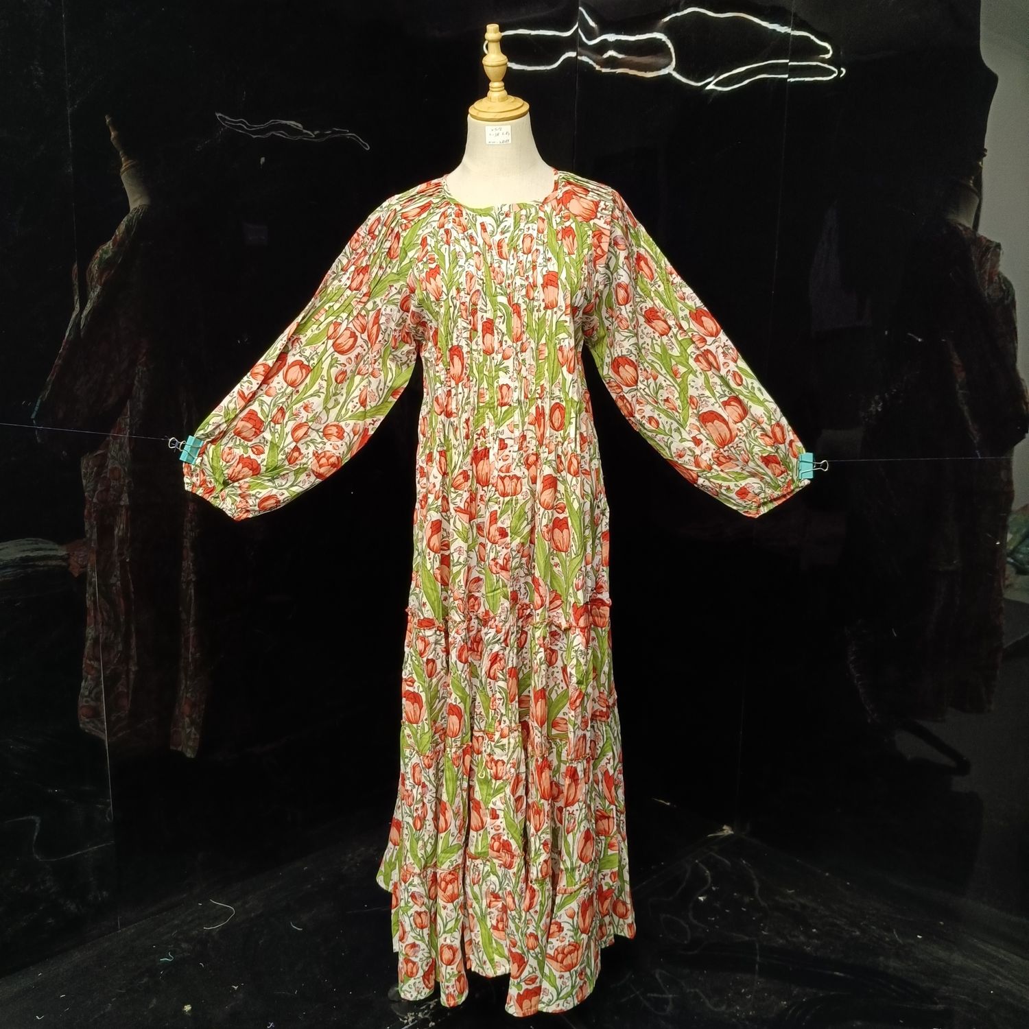 XS/S Fawz Printed Cotton Dress 54" Long Jalabiya
