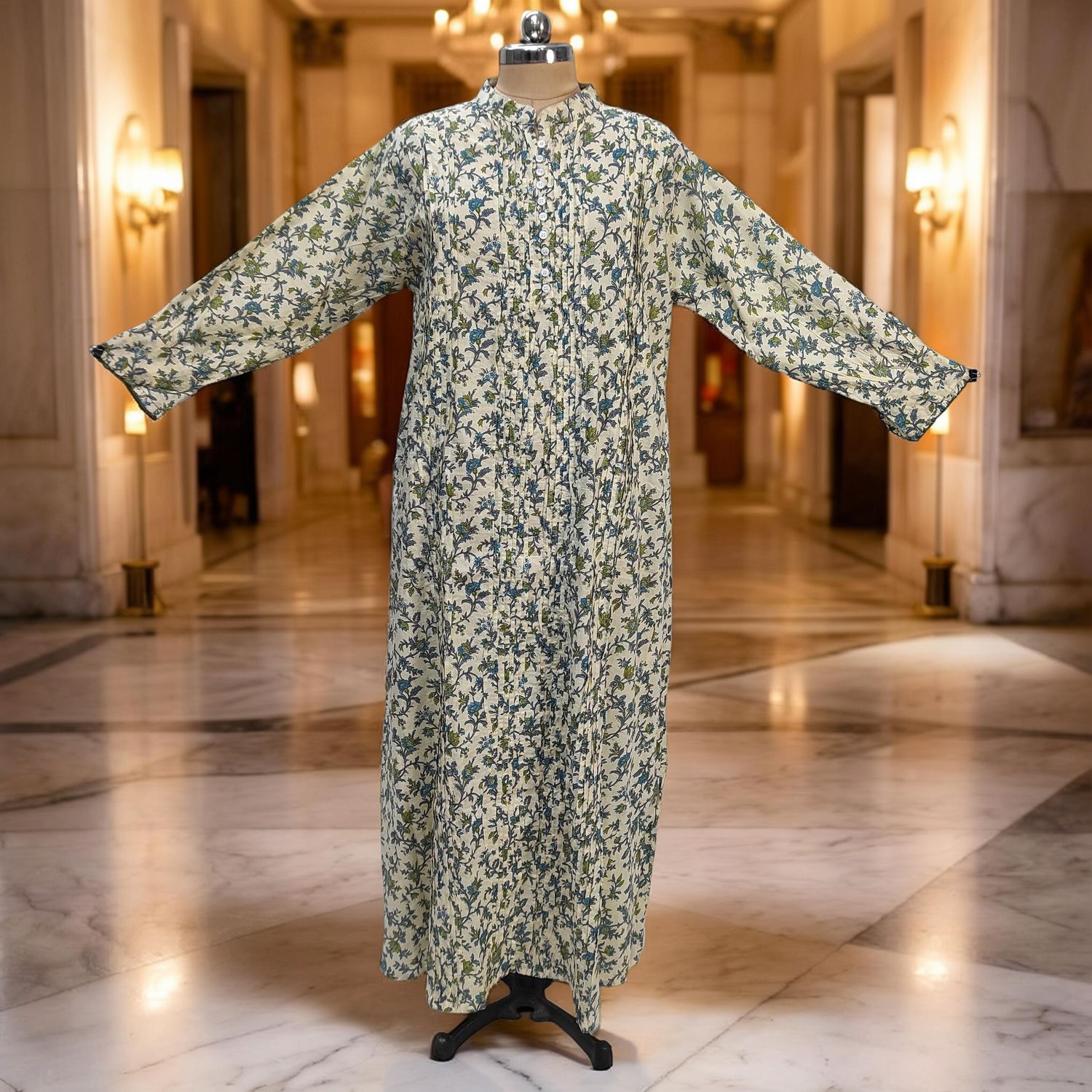 XS-S Delbar Printed Cotton Dress 54'' Long Jalabiya