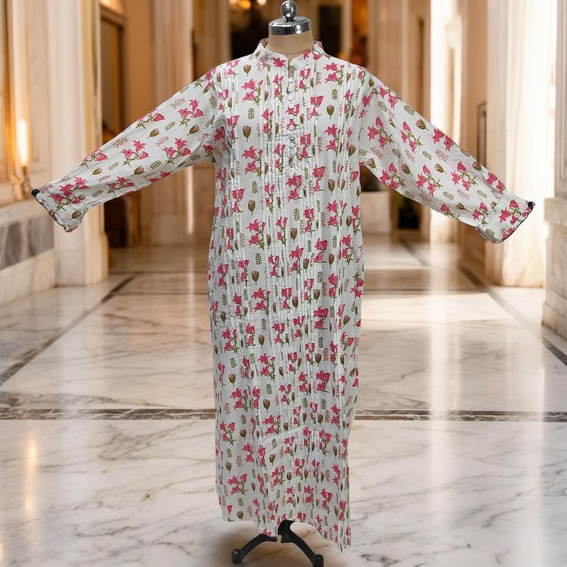 XS-S Delbar Printed Cotton Dress 54'' Long Jalabiya