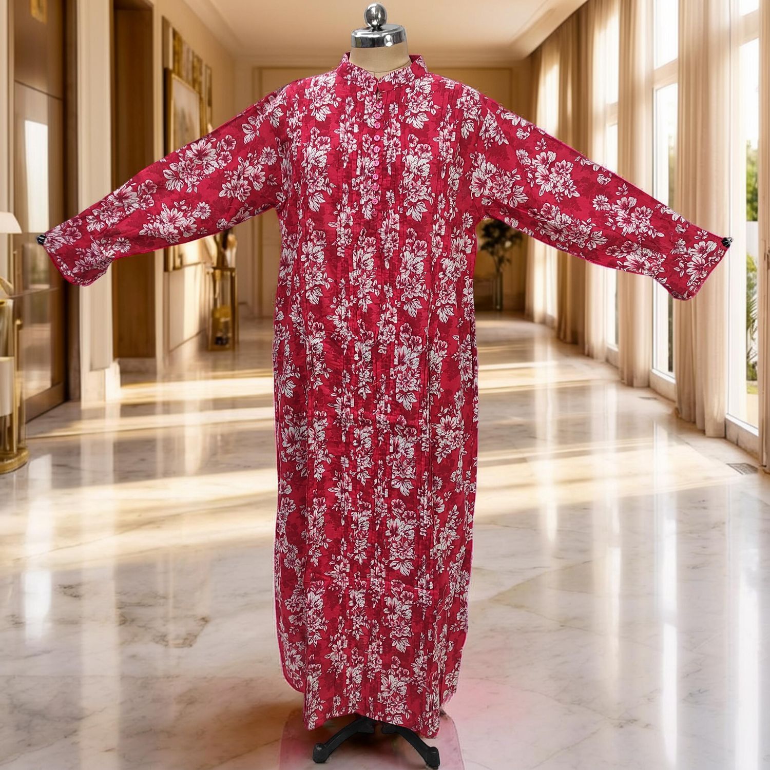 XS-S Delbar Printed Cotton Dress 54'' Long Jalabiya