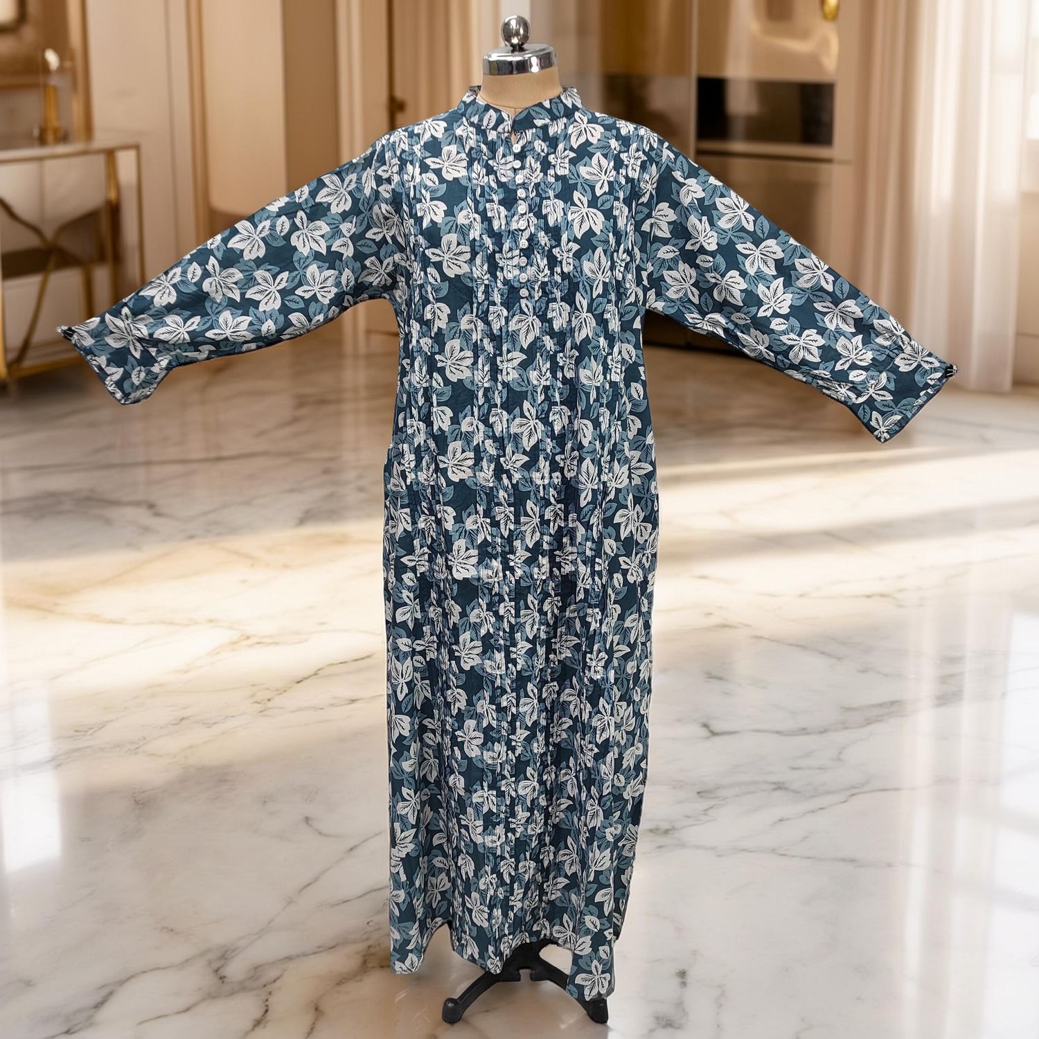 XS-S Delbar Printed Cotton Dress 54'' Long Jalabiya