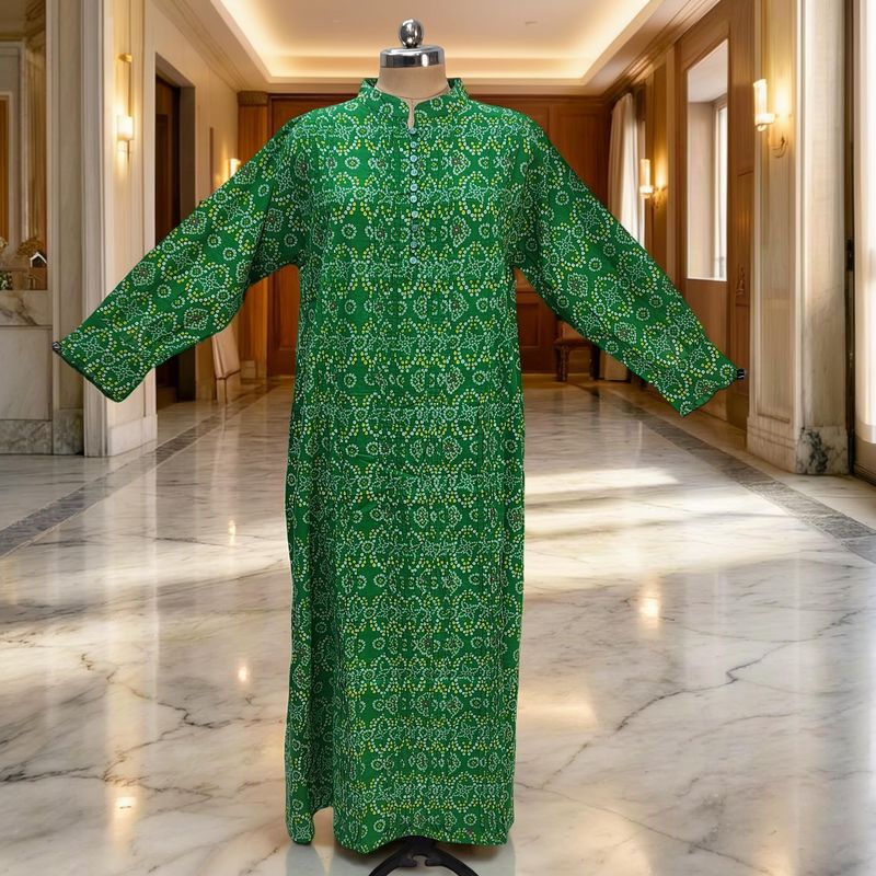 2XL-3XL Delbar Printed Cotton Dress 57'' Long Jalabiya