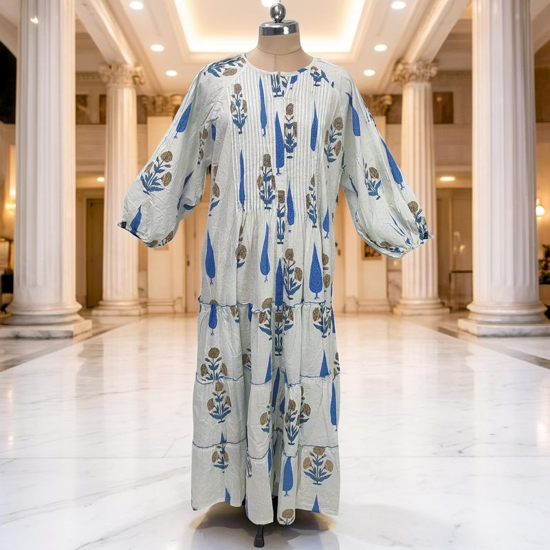 2XL-3XL Fawz Printed Cotton Dress 57" Long Jalabiya JP