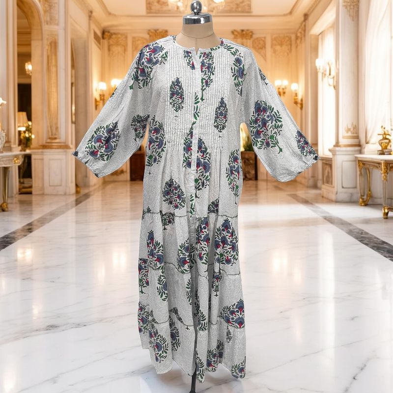 2XL-3XL Fawz Printed Cotton Dress 57" Long Jalabiya JP