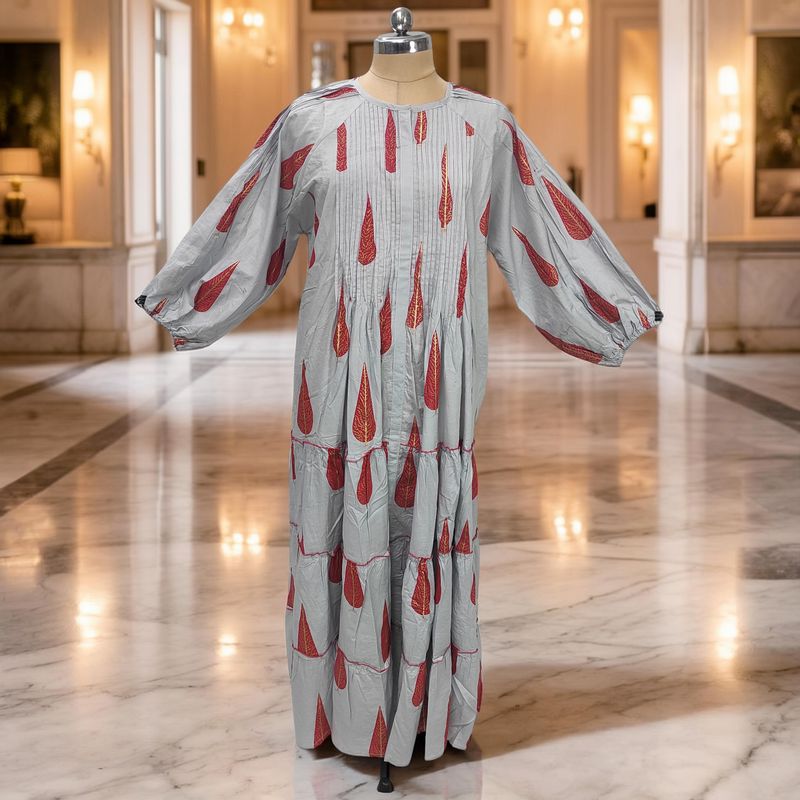 2XL-3XL Fawz Printed Cotton Dress 57" Long Jalabiya JP