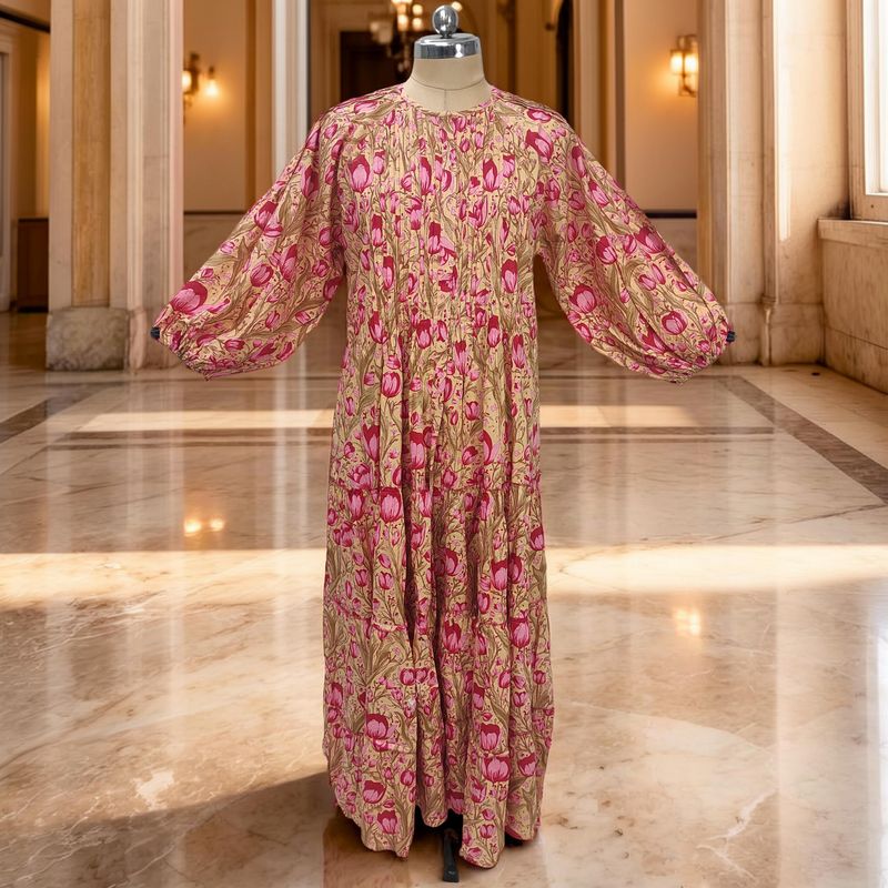 L-XL Fawz Printed Cotton Dress 57" Long Jalabiya JP