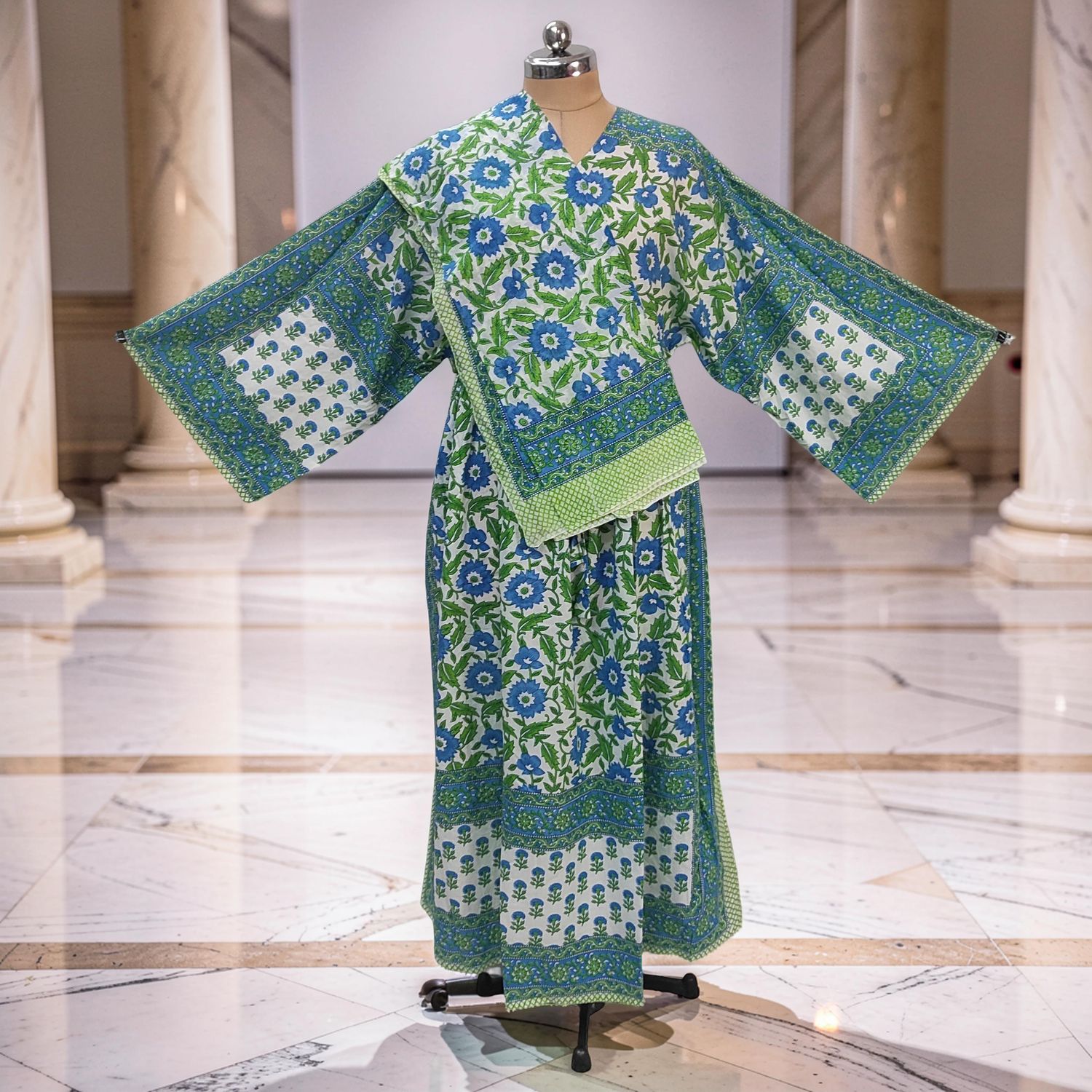 S-M Anam Printed Cotton Dress 57" Long Jalabiya With Sheila JP