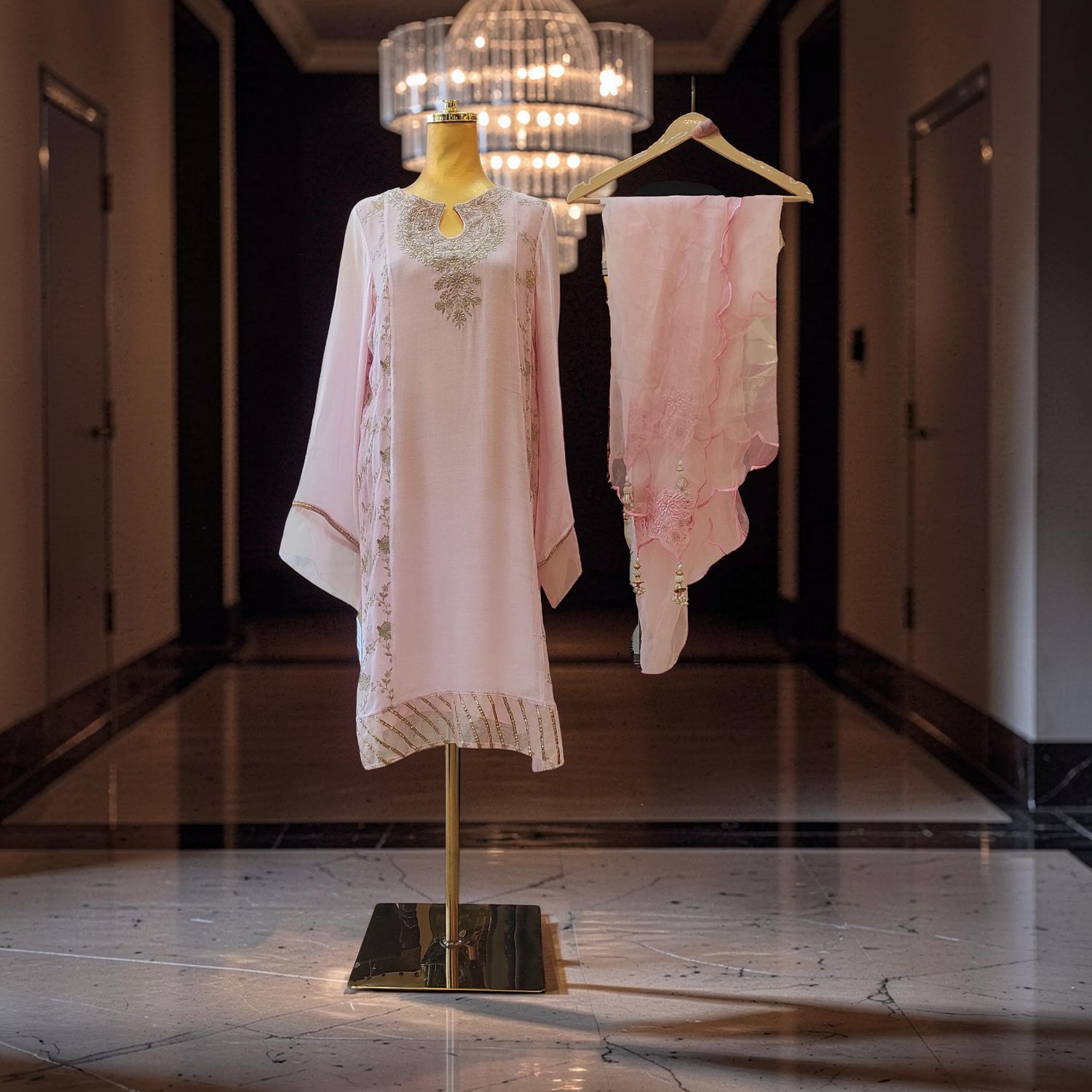 L-XL Arisha Closet Pure Lawn embroidery work 2 Pcs Set