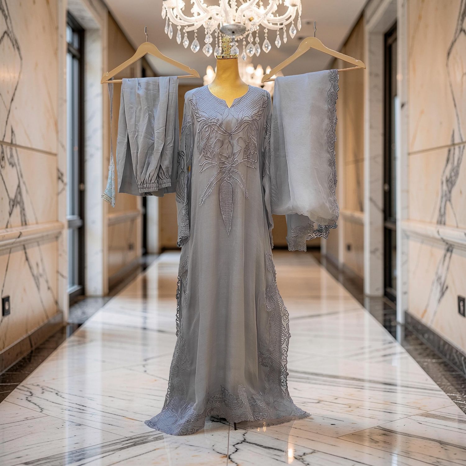 L-XL Arisha Closet Organza Embroidery 3 Pcs Set