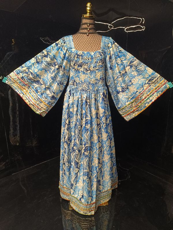 L-XL Elzina Printed Silk Dress 57" Long Jalabiya