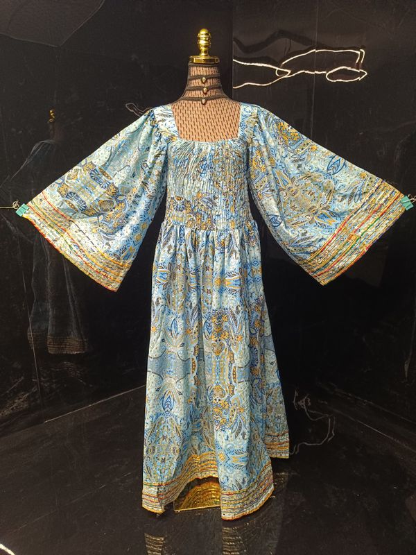 L-XL Elzina Printed Silk Dress 57" Long Jalabiya