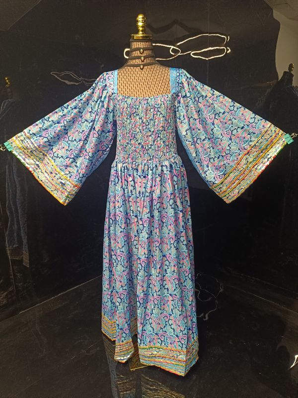 2XL-3XL Elzina Printed Silk Dress 57" Long Jalabiya