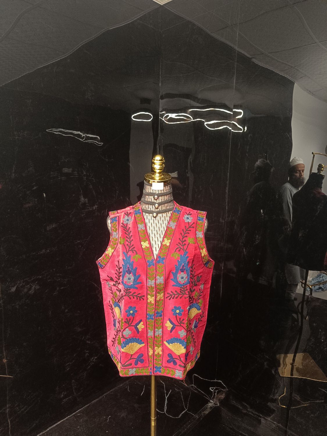 S-M Vest Short Jacket Velvet Embroidered Length 24" inches