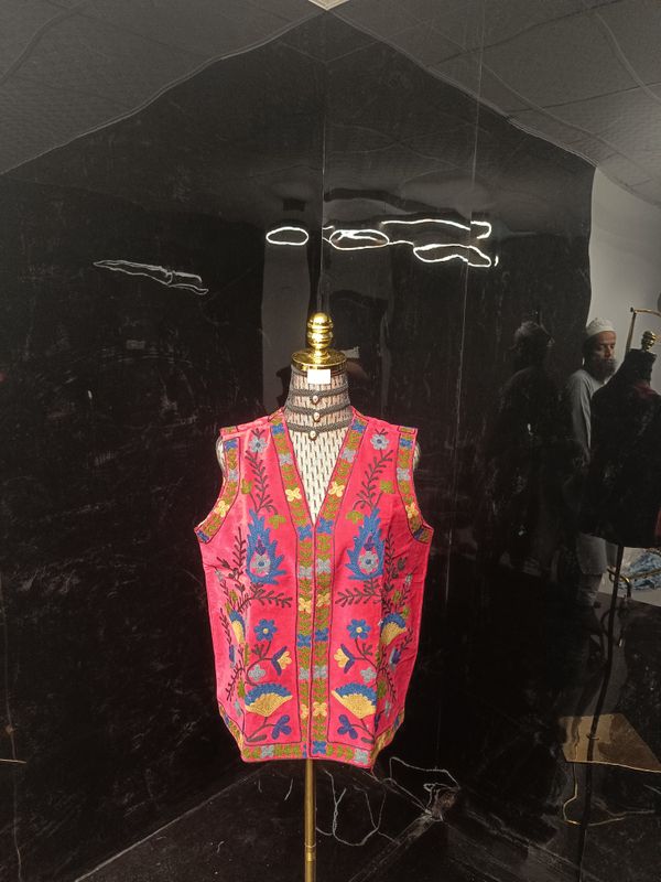 S-M Vest Short Jacket Velvet Embroidered Length 24" inches