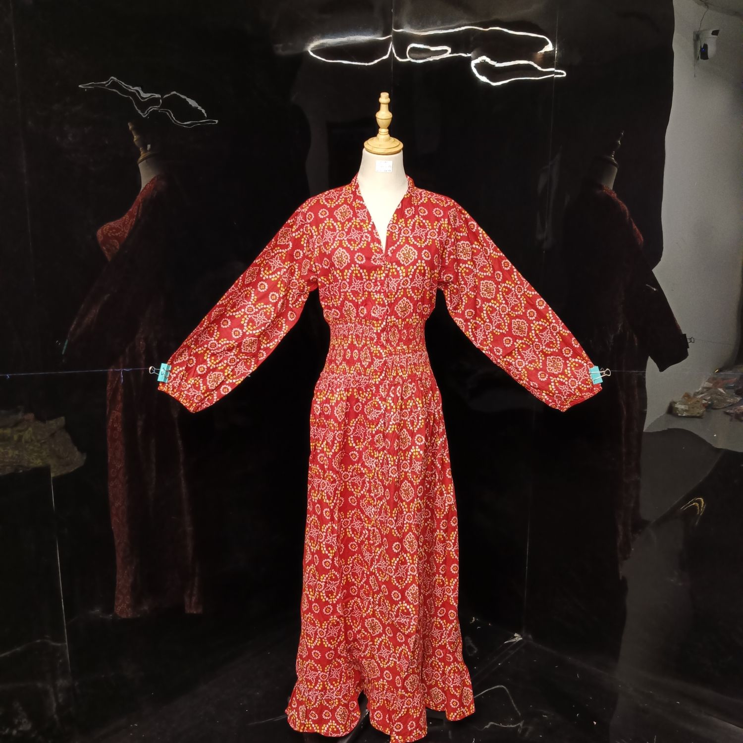 S/M  Yuasa Printed Cotton Dress 57" Long Jalabiya