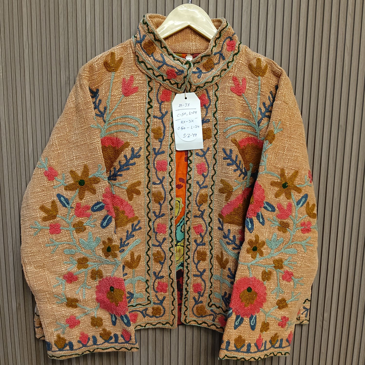 2XL-3XL Jacket Cotton Embroidered Length 24" inches
