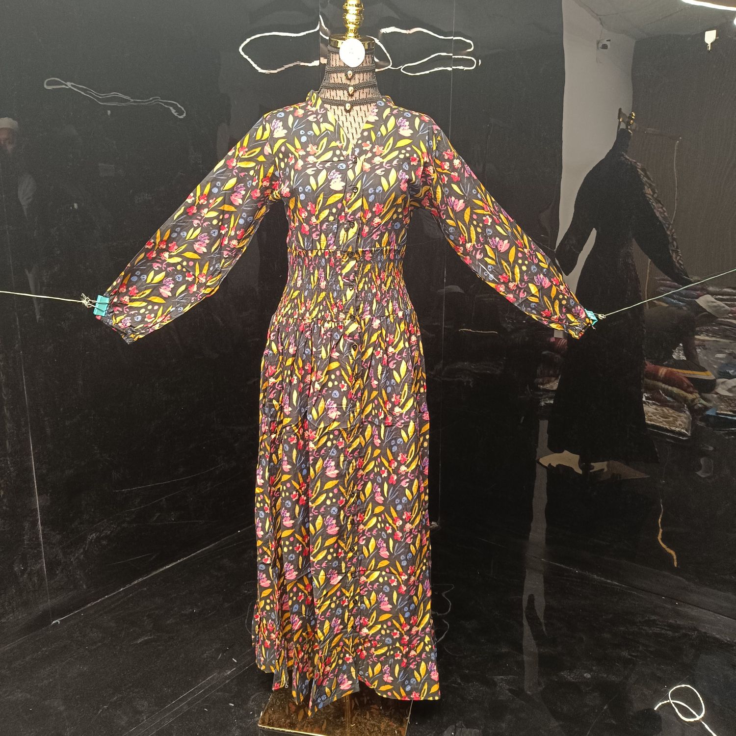 XS/S  Yuasa Printed Cotton Dress 54" Long Jalabiya