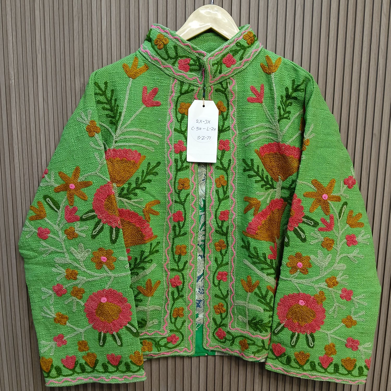 2XL-3XL Jacket Cotton Embroidered Length 24" inches