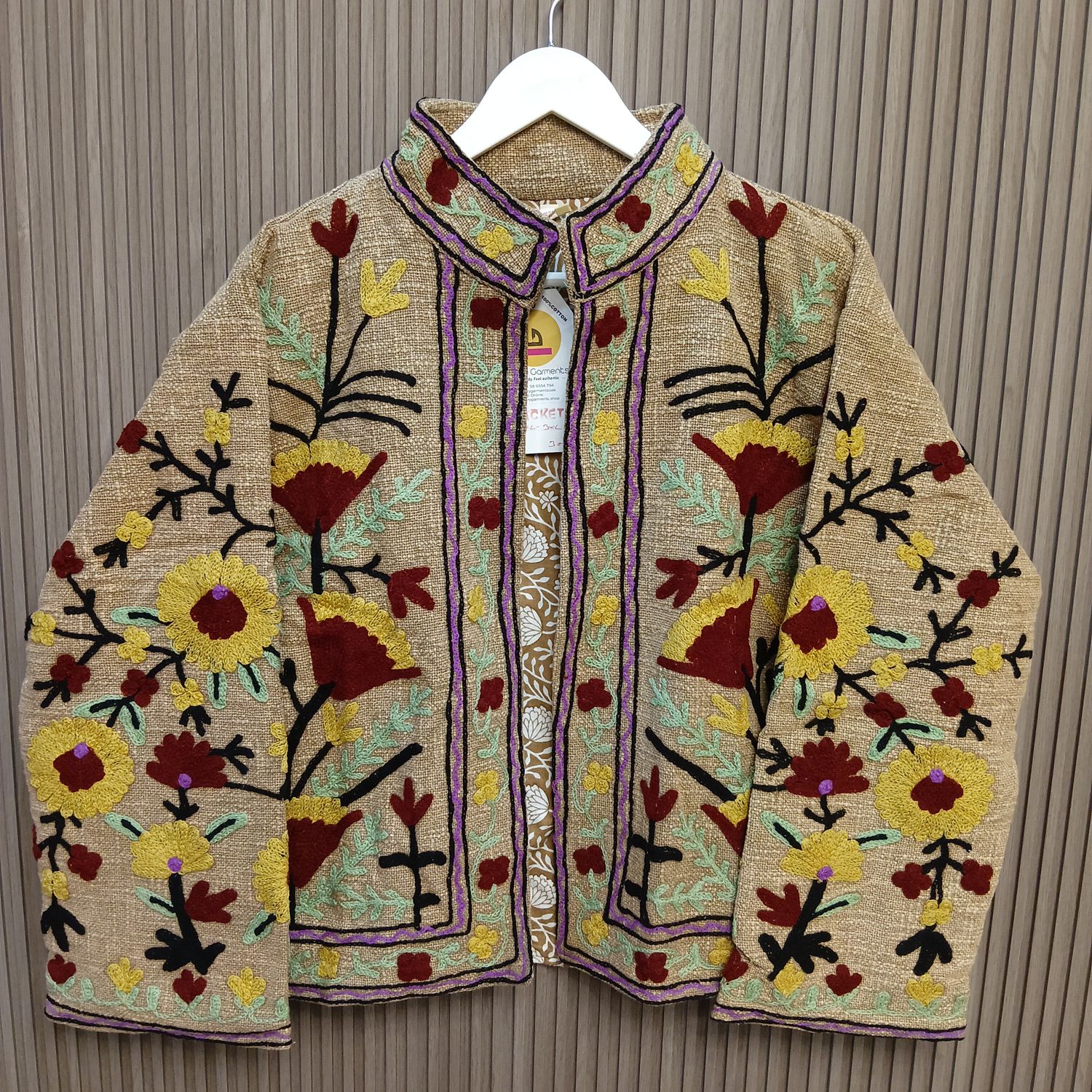 2XL-3XL Jacket Cotton Embroidered Length 24" inches