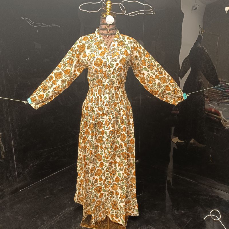 XS/S  Yuasa Printed Cotton Dress 54" Long Jalabiya