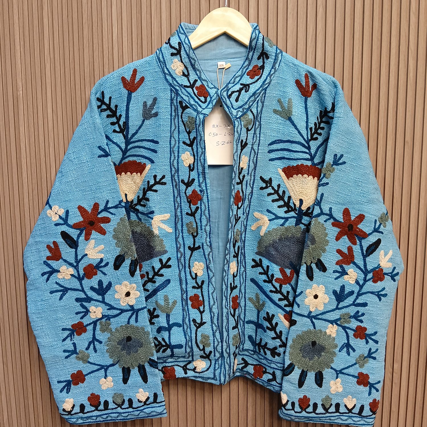 2XL-3XL Jacket Cotton Embroidered Length 24" inches