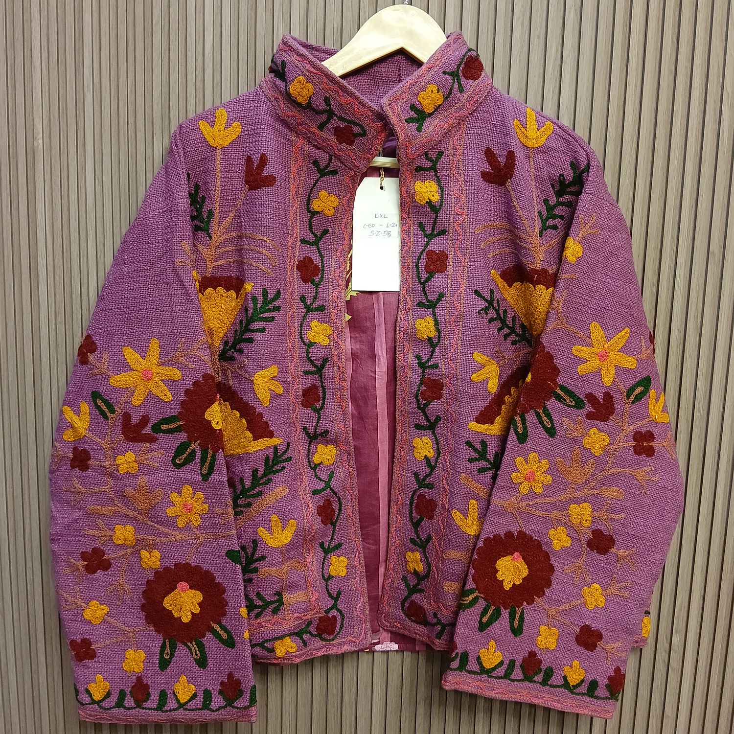L-XL Jacket Cotton Embroidered Length 24" inches