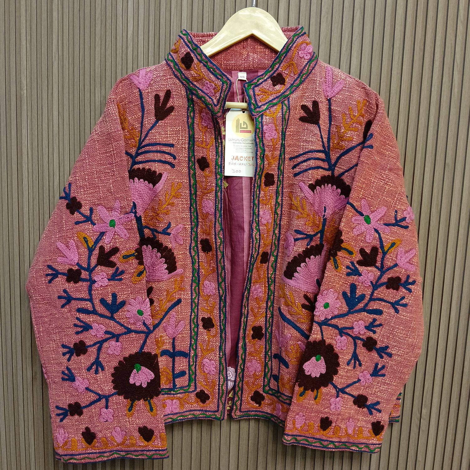 2XL-3XL Jacket Cotton Embroidered Length 24" inches