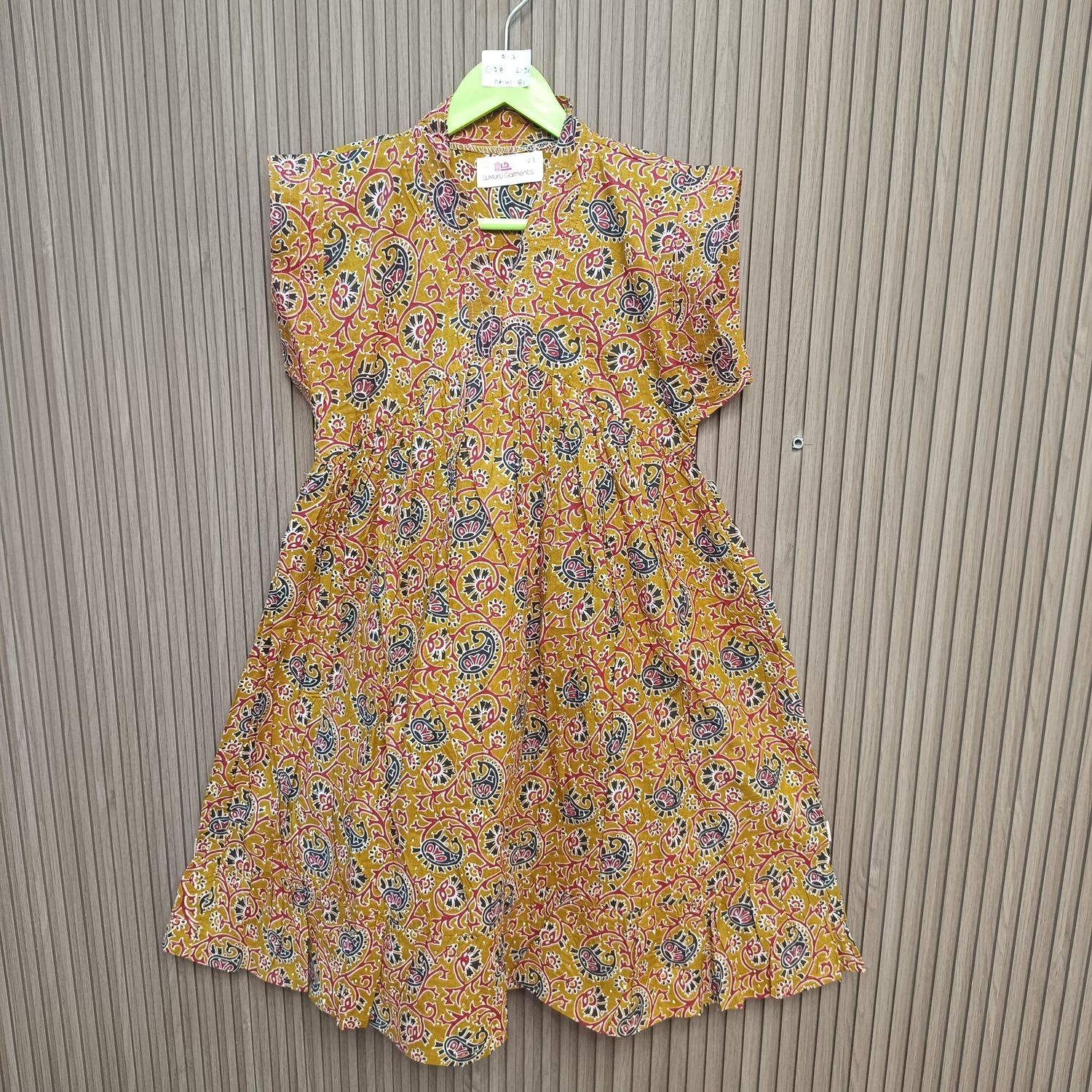 2-3 Year Amani Crystal Printed Cotton Girls Dress 30" Short Sleeves Jalabiya