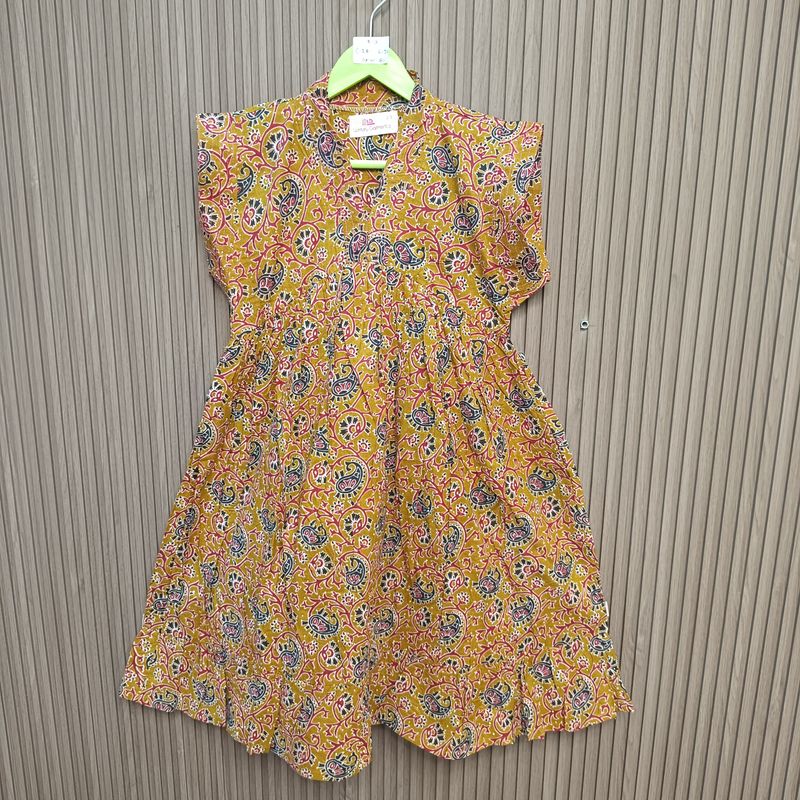 2-3 Year Amani Crystal Printed Cotton Girls Dress 30" Short Sleeves Jalabiya