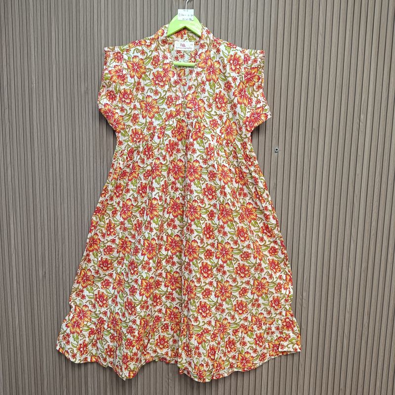 4-5 Year Amani Crystal Printed Cotton Girls Dress 34" Short Sleeves Jalabiya