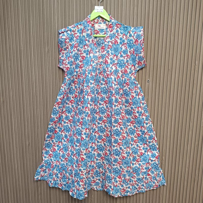 4-5 Year Amani Crystal Printed Cotton Girls Dress 34" Short Sleeves Jalabiya