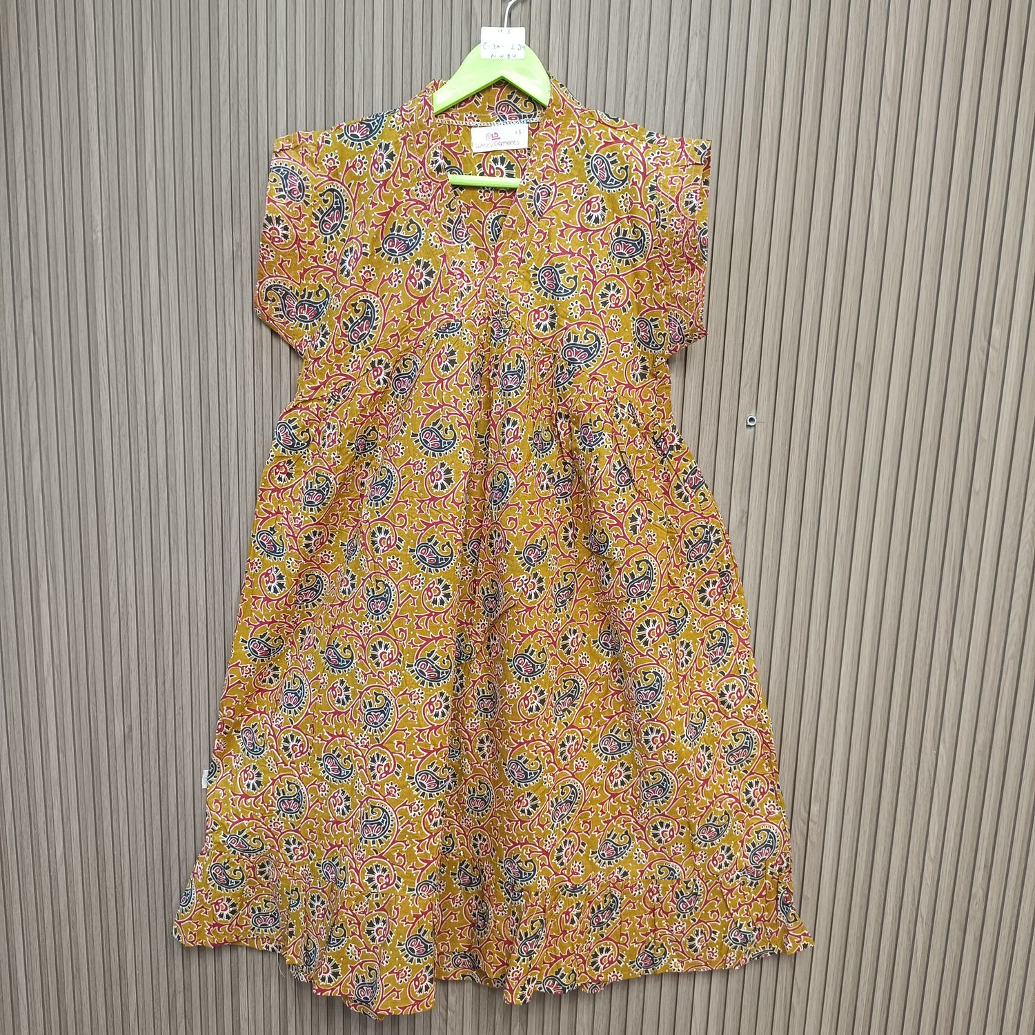 4-5 Year Amani Crystal Printed Cotton Girls Dress 34" Short Sleeves Jalabiya