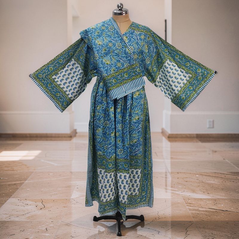 L-XL Anam Printed Cotton Dress 57" Long Jalabiya With Sheila JP