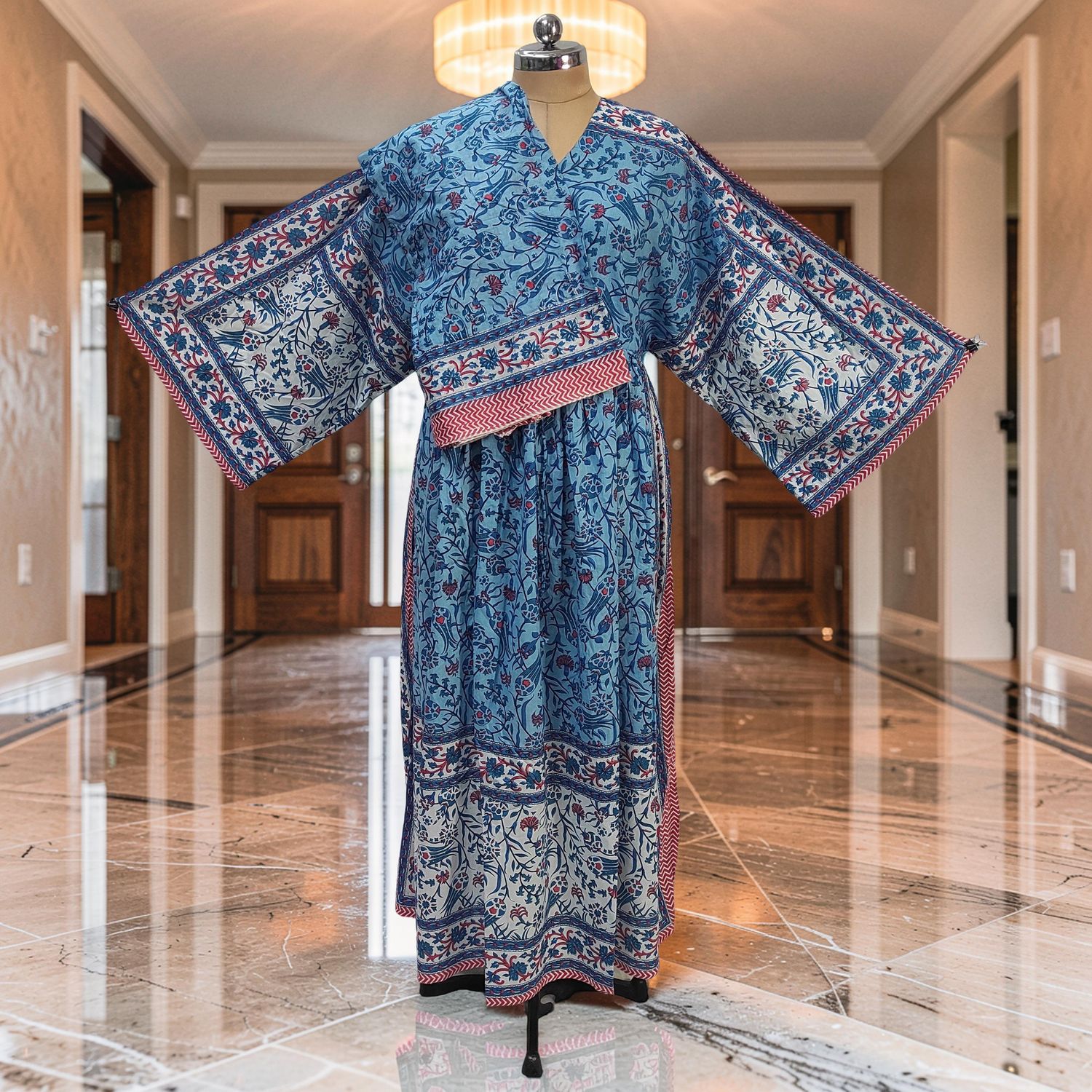 L-XL Anam Printed Cotton Dress 57" Long Jalabiya With Sheila JP