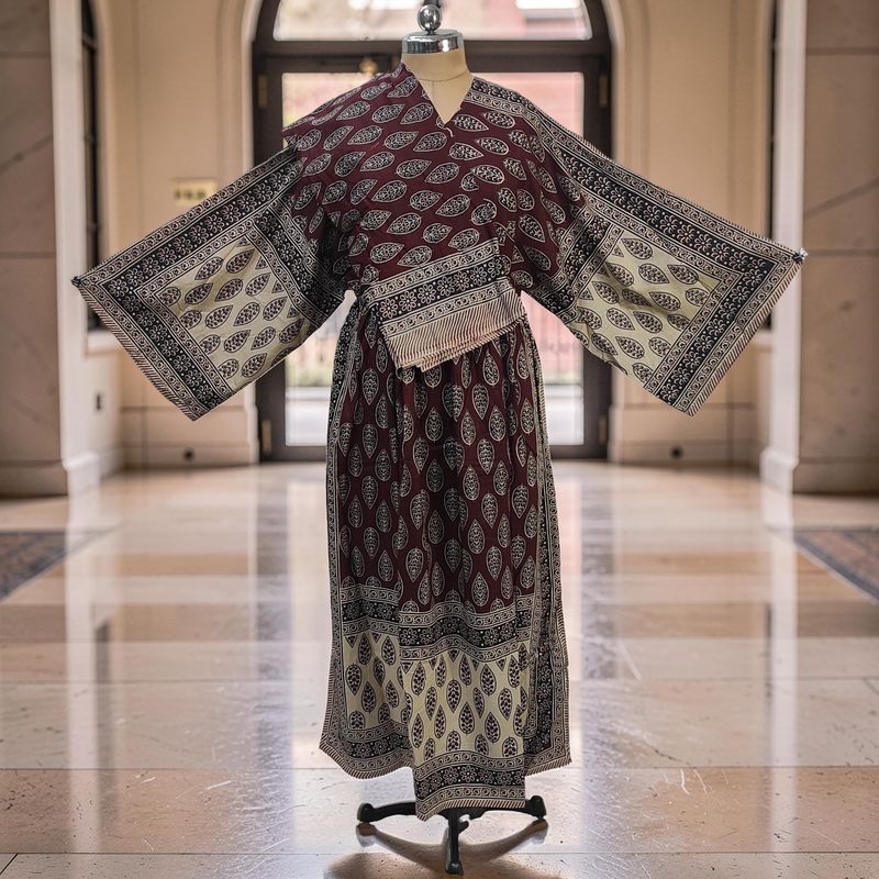 L-XL Anam Printed Cotton Dress 57" Long Jalabiya With Sheila JP