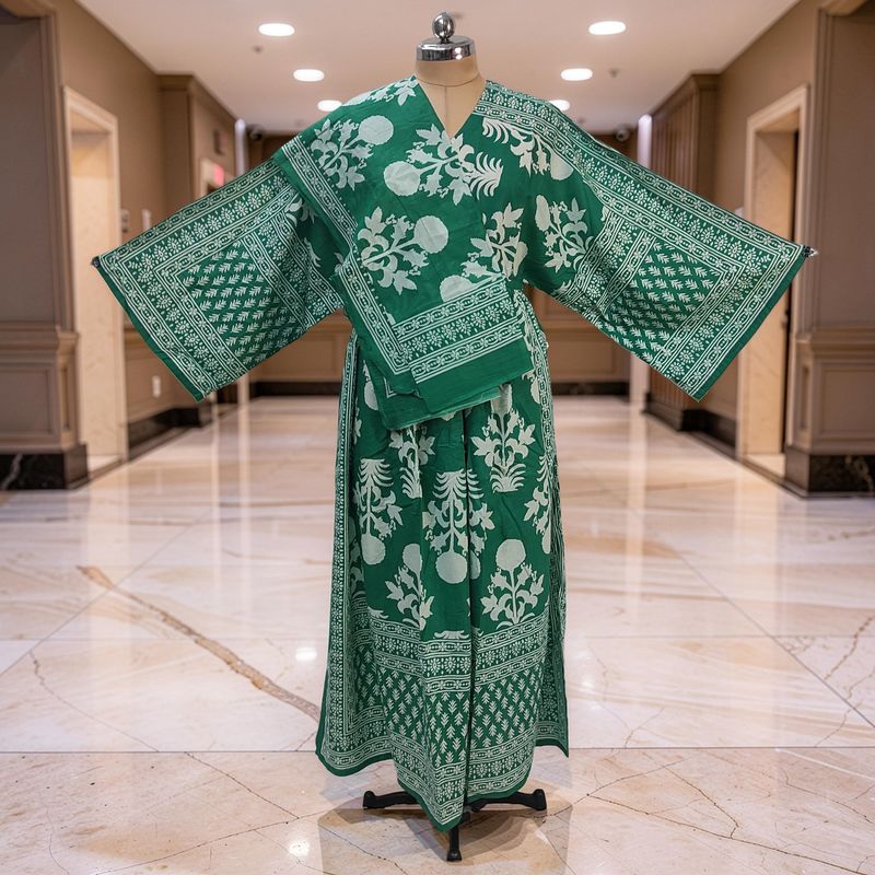 L-XL Anam Printed Cotton Dress 57" Long Jalabiya With Sheila JP
