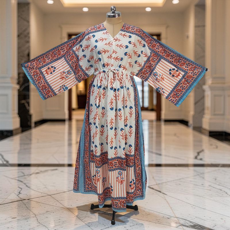 L-XL Anam Printed Cotton Dress 57" Long Jalabiya JP