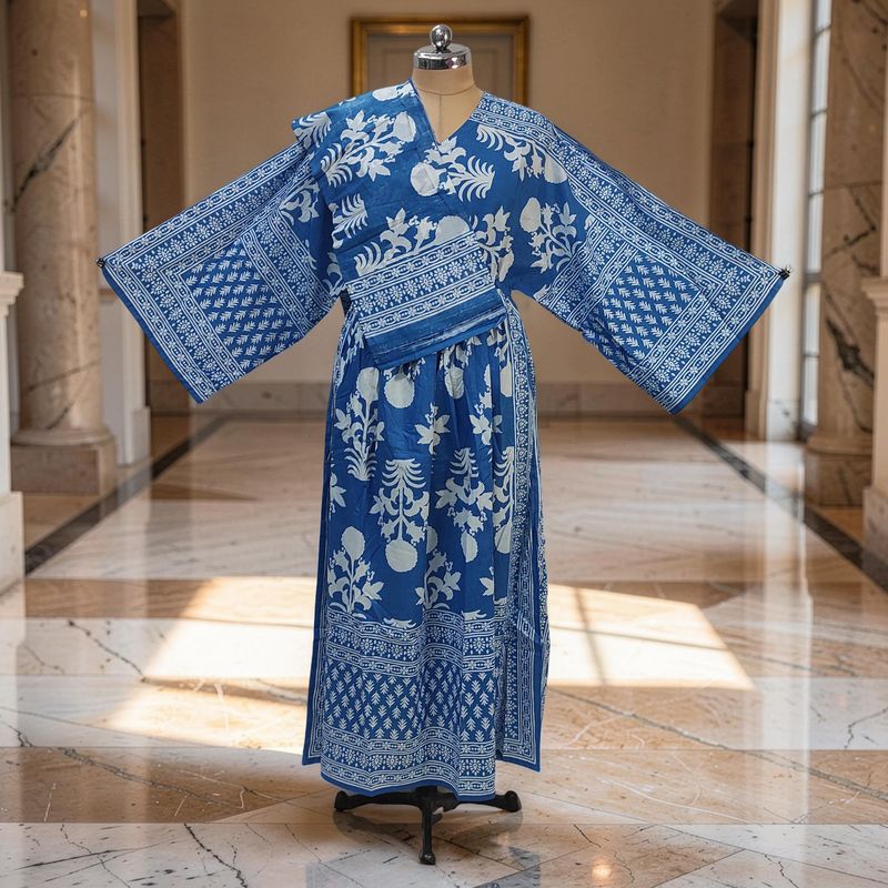 XS-S Anam Printed Cotton Dress 54" Long Jalabiya With Sheila JP