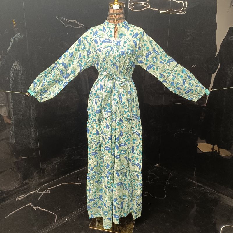 S-M Ziya Printed Cotton Dress 57'' Long Jalabiya