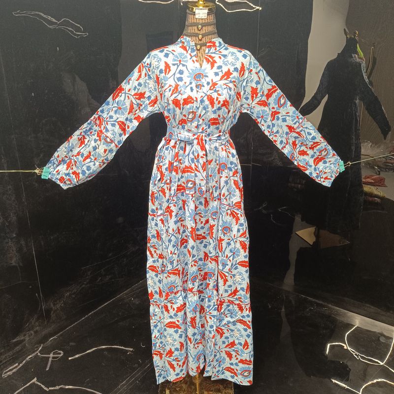 XS/S Ziya Printed Cotton Dress 54'' Long Jalabiya